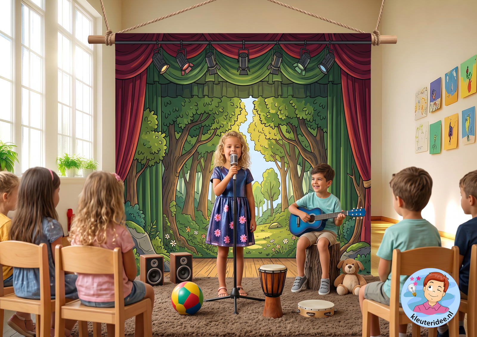 Podium voor rollenspel kinderboekenweek Spot aan kleuteridee